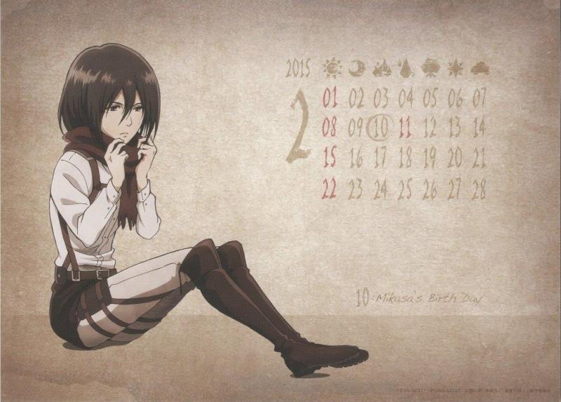 Calendar Shingeki no Kyojin 2014-2015